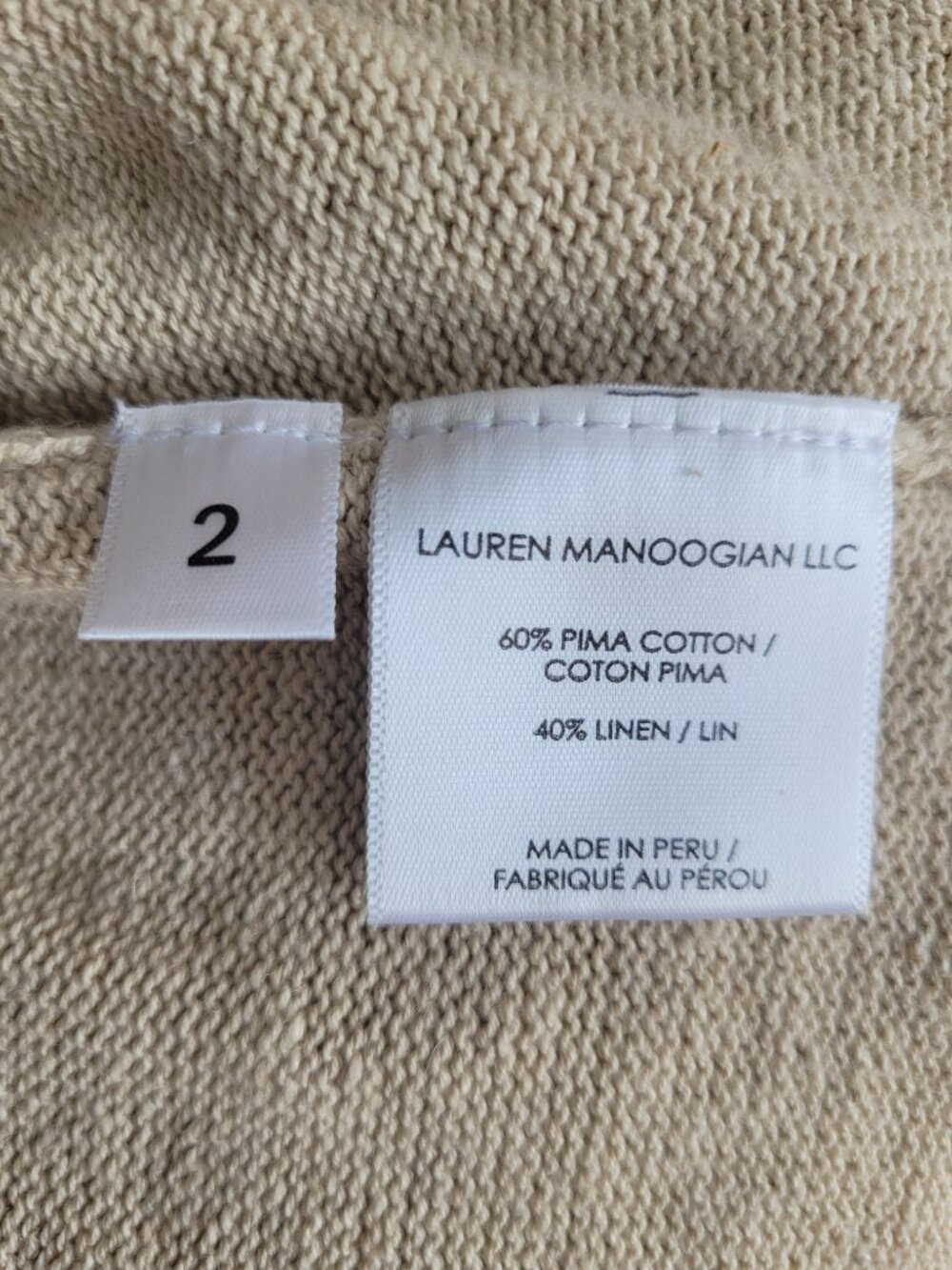 Lauren Manoogian Pima Cotton/Linen Blend Oatmeal-Coloured Skirt-Size 2/Medium - Picture 9 of 10